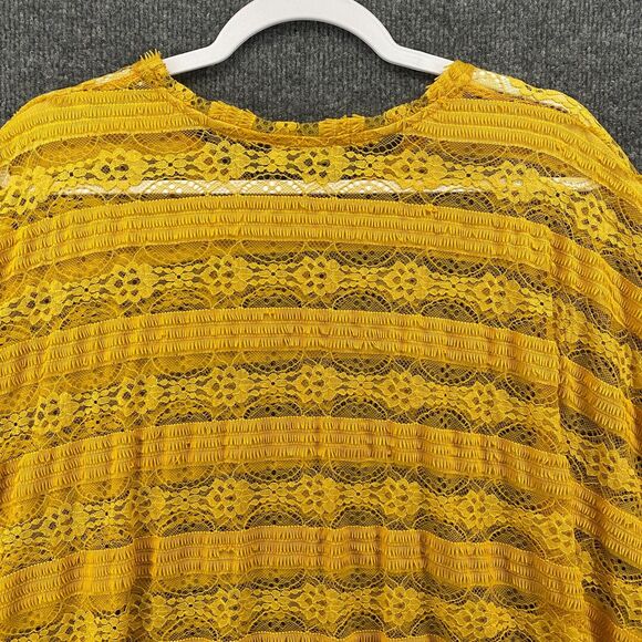 UMGEE Top Womens XL Mustard Lace Pullover Poncho Resort Casual Boho Hippie 90s - Picture 4 of 6